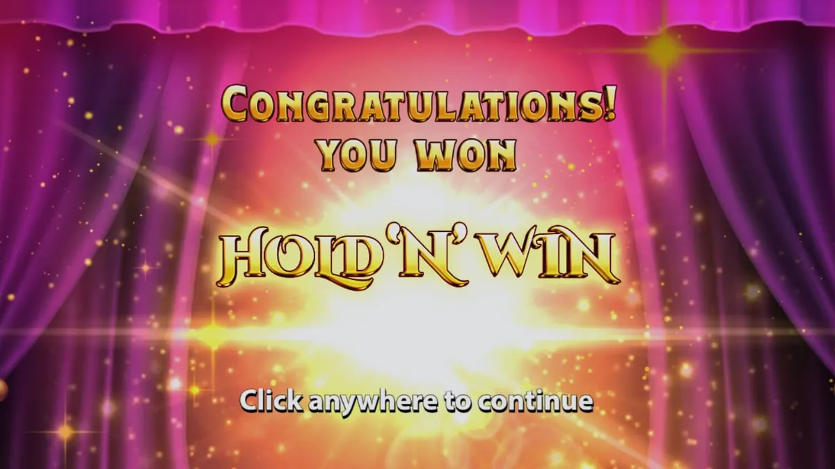 Interface do jogo de slot Mega Fortune Hold ‘n’ Win com símbolos clássicos e moedas
