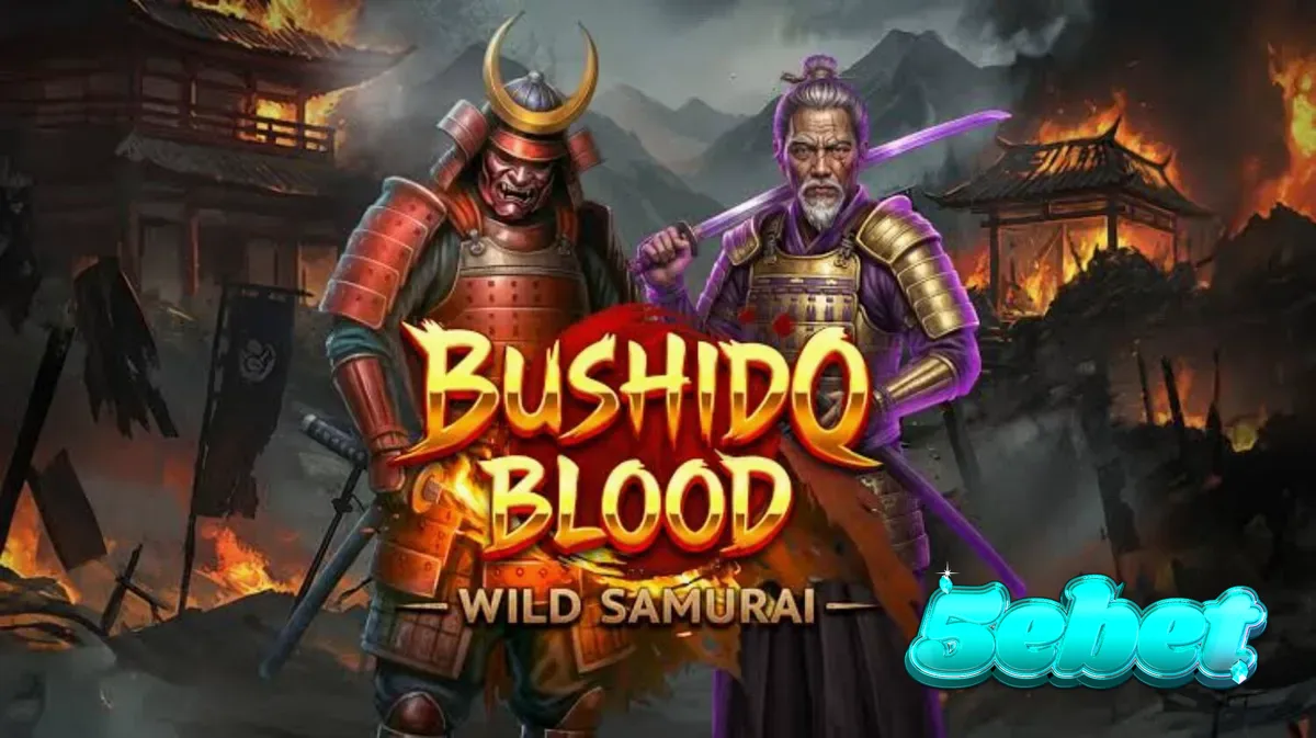 Cena de batalha samurai em Bushido Blood com estandartes e armaduras